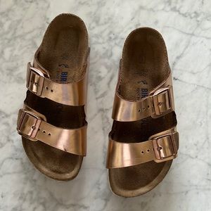 Birkenstock Arizona Birko Flor Rose Gold Metallic 36 5 5.5